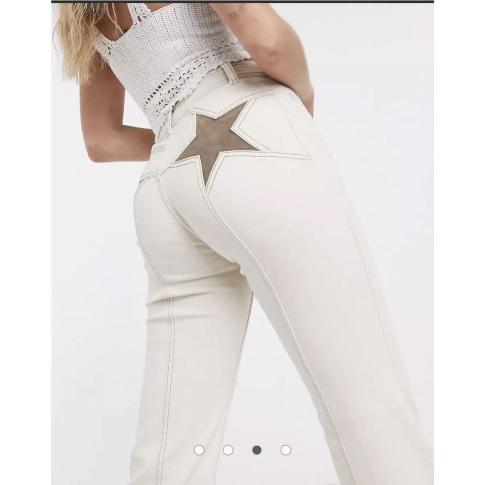 Free People Firecracker High Waist Flares Jeans Ivory Ecru sz 29 - Picture 5 of 8